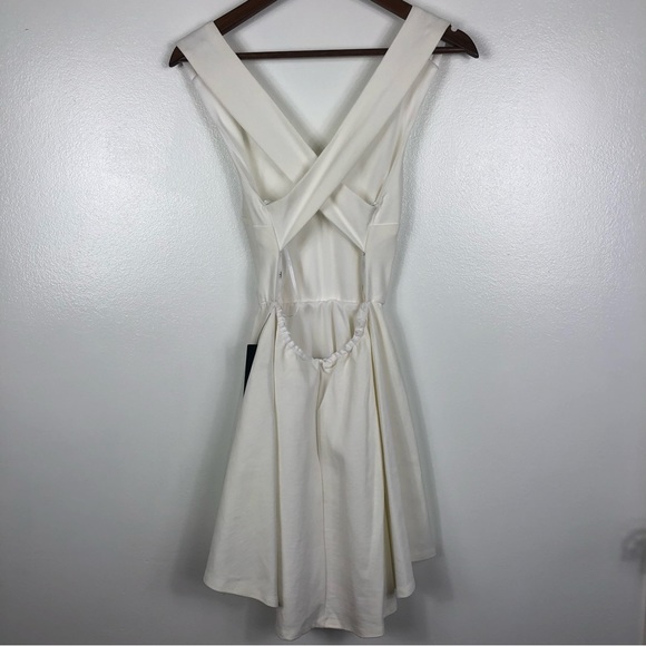 Lulus Going Steady Criss Cross Open Back Skater Ivory Mini Dress Size Medium - Picture 6 of 13